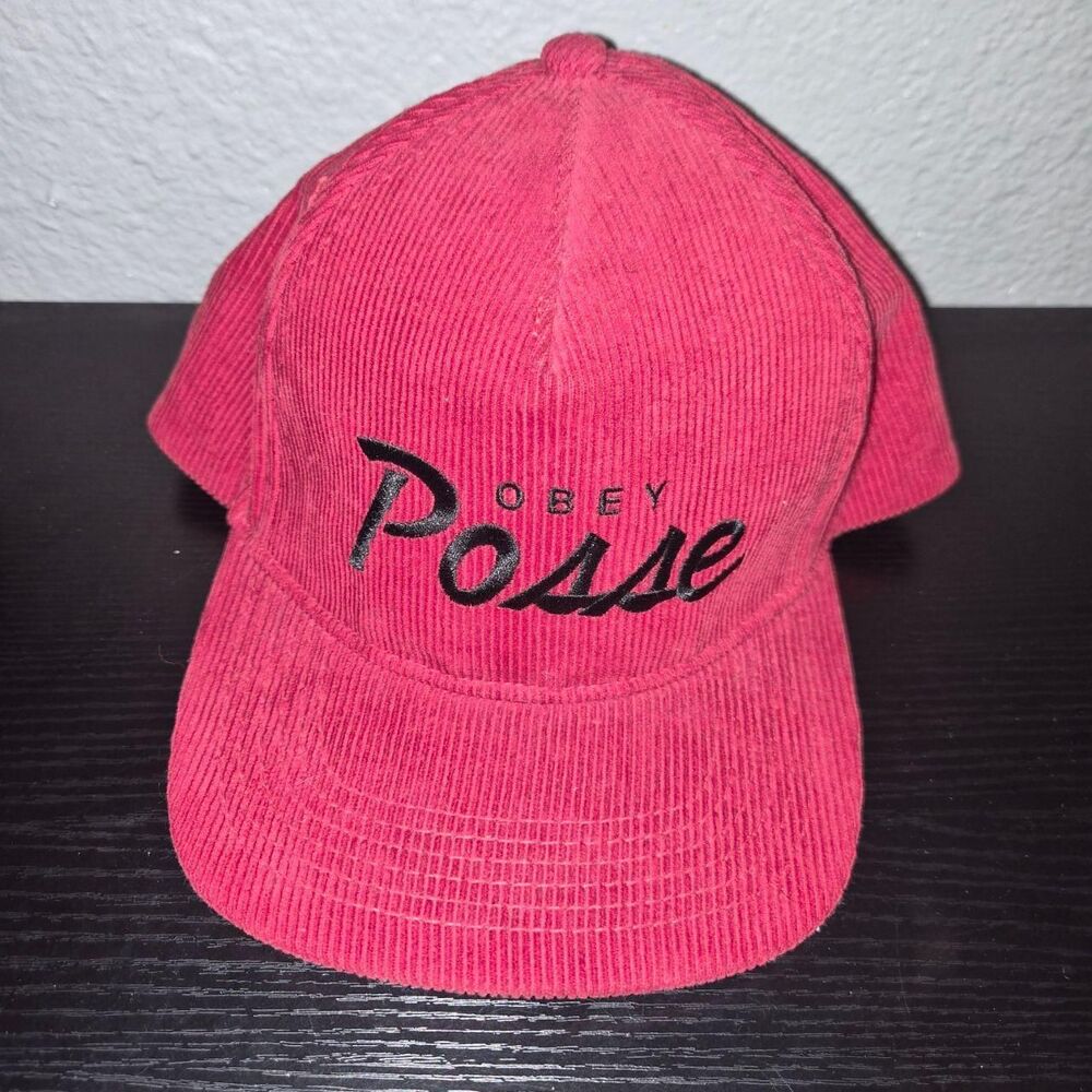 Obey Men's Pink and Red Hat